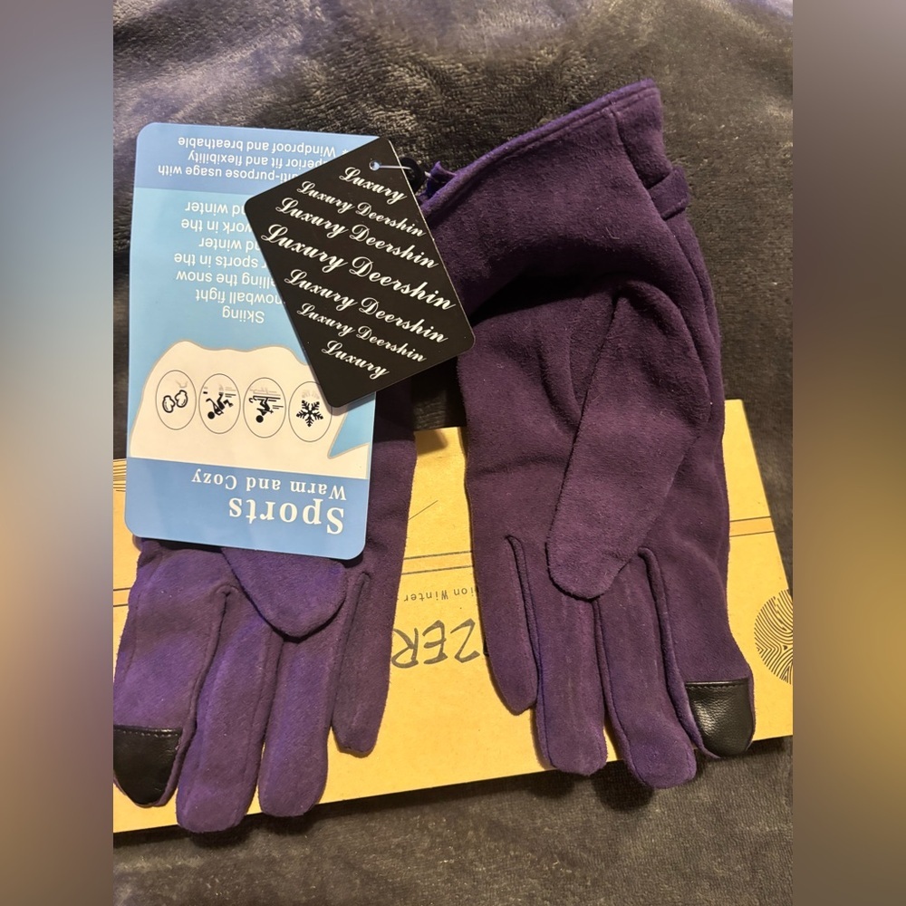 Purple Suede Ladies Gloves-XL - Picture 5 of 7